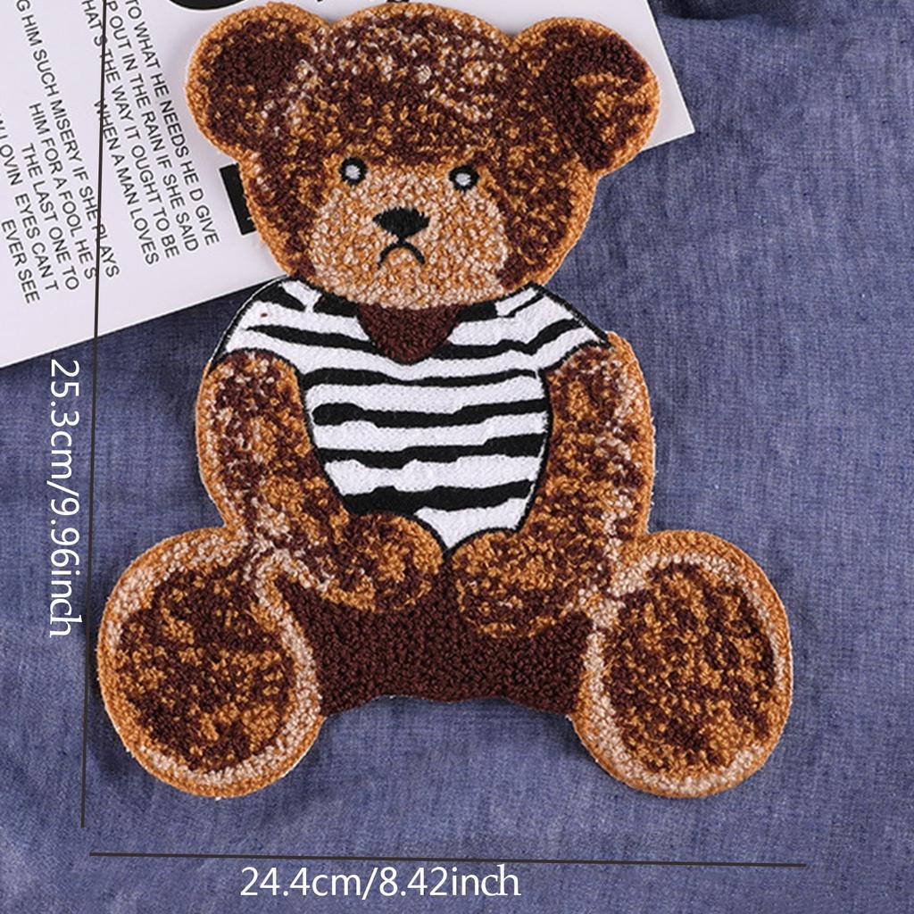 1 Stück/2 Stück Handtuch Niedlicher Bär Stickerei Aufnäher Bekleidungszubehör Bär Stoffetikett Ohne Kleber auf der Rückseite Für Jacken Aufnäher zum Aufnähen