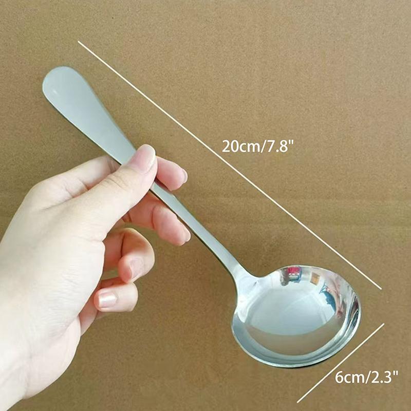 1Pc Stainless Steel Long Handle Round Spoon Dinner Stirring Dessert Spoons For Kitchen Tableware Accessories Gadgets