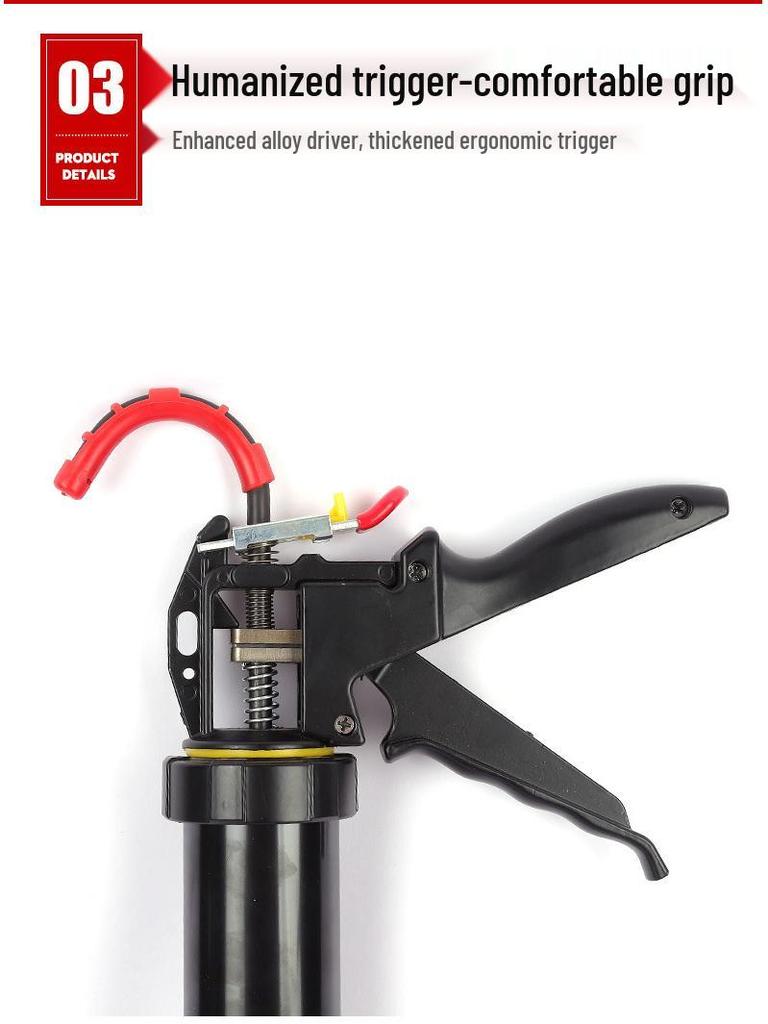 King Kong Black Bearing Soft Rubber Caulk Gun: Aluminum Alloy, Time-Saving, Labor-Saving, Thickened Structure.