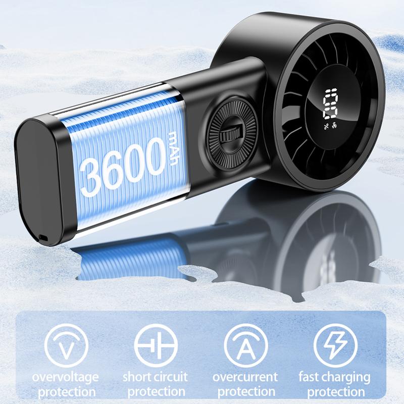 Digital Display Cooling Fan Handheld Cooling Fan 100 Level Speed Control Brushless Motor Type C Charging Outdoor Travel Fan