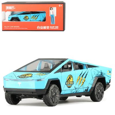 Tesla pick-up v mierke 1/24 Cyber ​​Truck Jurský dinosaurus Nové energetické vozidlo Kovové odlievané auto Kolekcia hračiek zo zliatiny