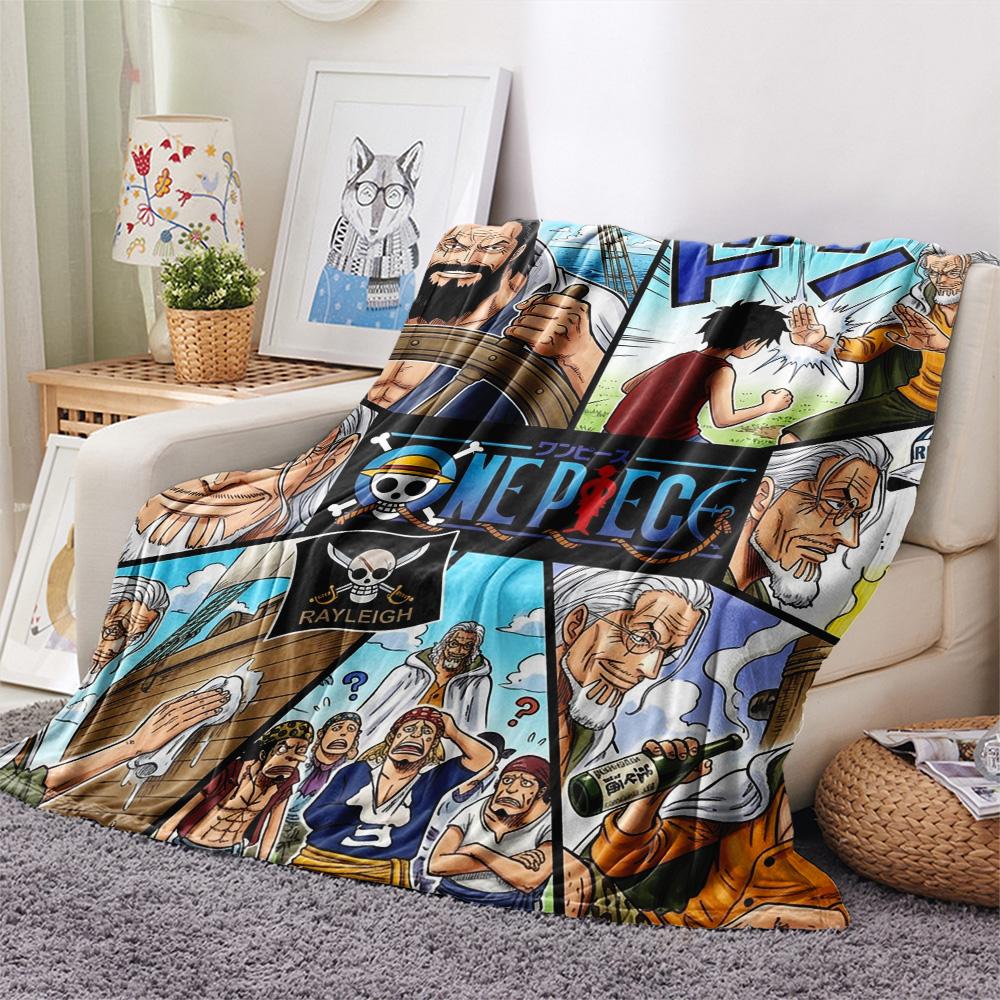 1PC One Piece Poster Patterned Flannel Blanket Suitable For All Seasons For Home Decor Warmth And Comfort Gifts Holiday Present