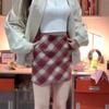 Plus Size Woolen Plaid A-line Midi Skirt - High Waist Bodycon for Autumn/Winter