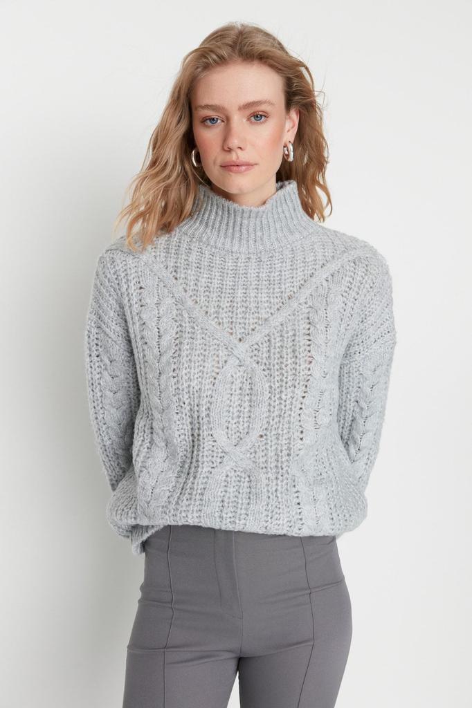 Women's Fashionable Stylish Sweater Emerald Green Soft Textured Wide Fit Knitwear Sweater