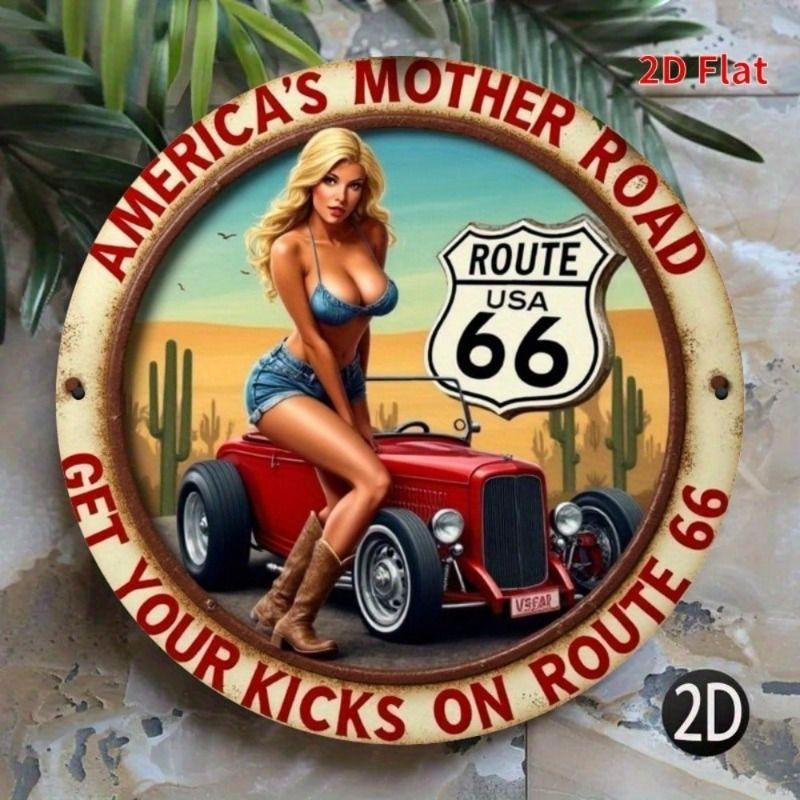 Round Retro Tin Sign Metal Wall Art 20x20cm for Living Room Balcony Home Decor