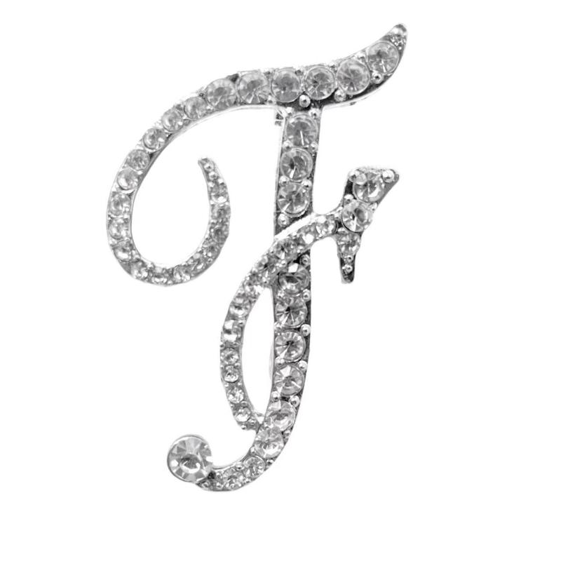 Fashion Alphabet Letter Brooch Pin Full Crystal Rhinestone Encrusted Minimalist Clothing Accessory For Women