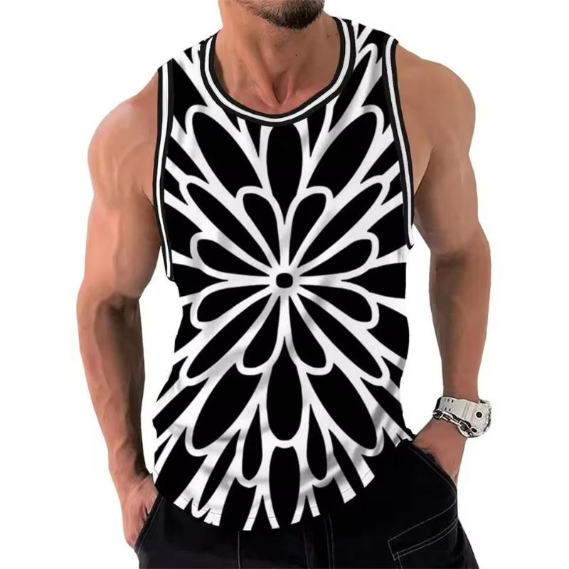 

Простые майки с цветочным графическим принтом Мужская мода Летняя футболка с круглым вырезом 3D-принтом Безрукавка Повседневная одежда оверсайз Быстросохнущая 6XL