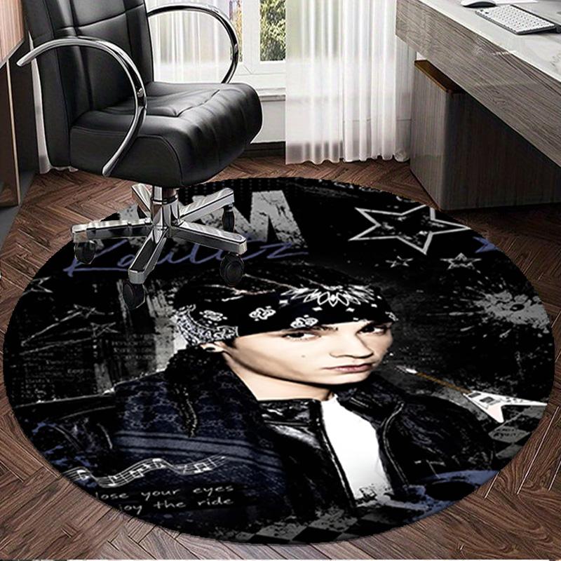 1PC Tokyo-Hotel Music Round Rug, Non-slip Chair Mat, Home Decor, Circle Carpet Perfect for Office, Bedroom, Living Room,Christmas Gift