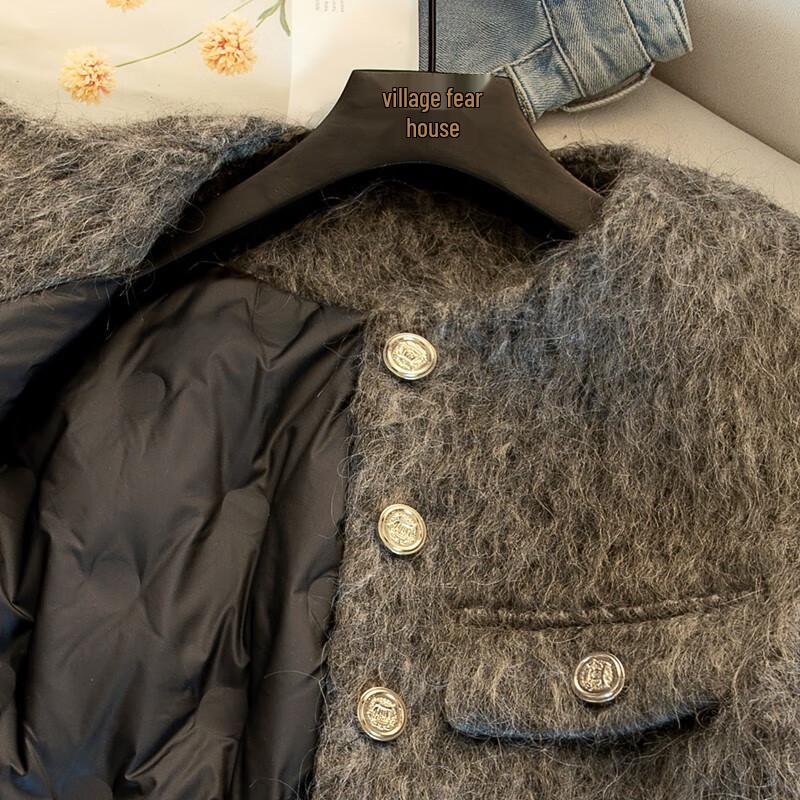 Women's Elegant Round Neck 90% Duck Down Jacket