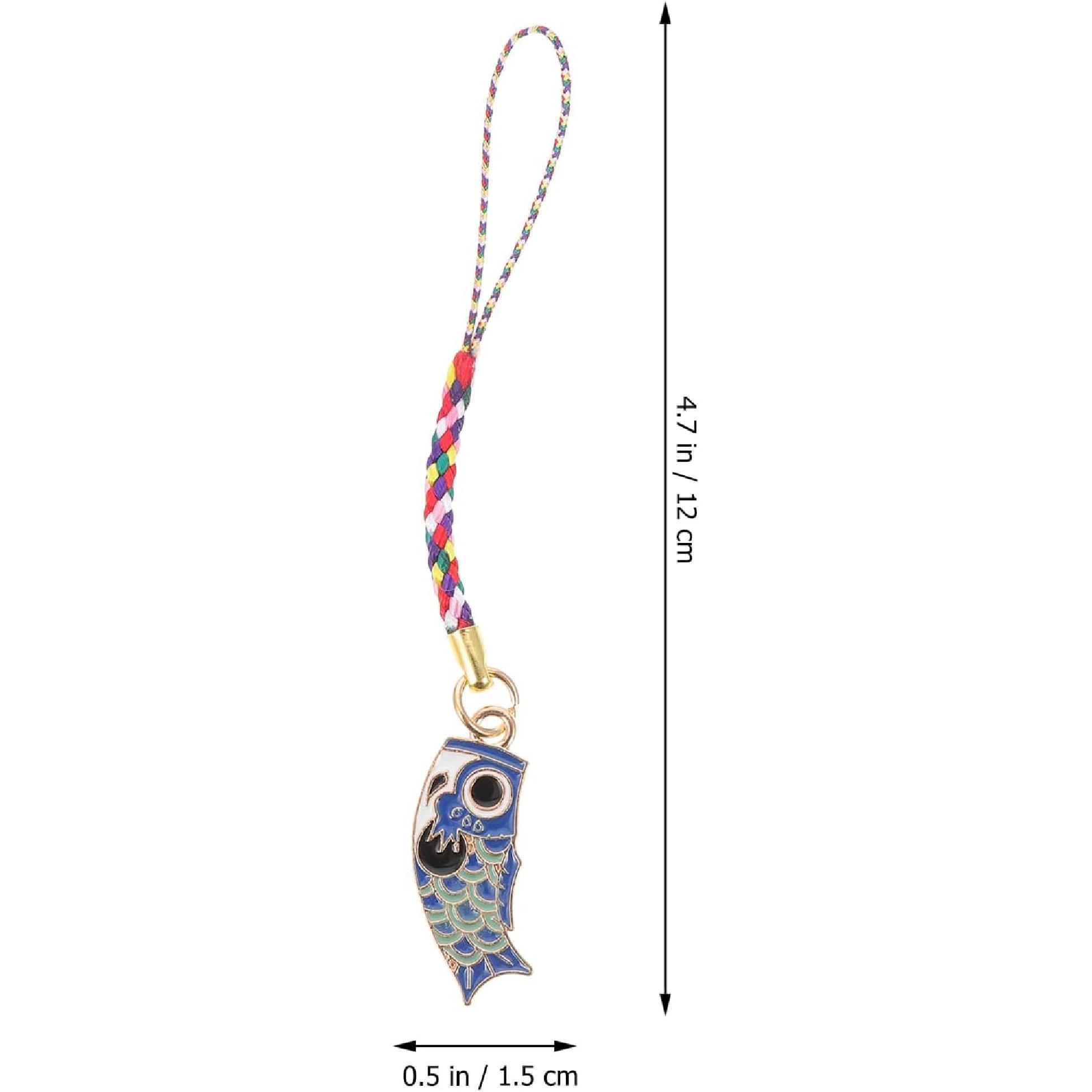 

2pcs Cell Phone Charms Chain Japanese Koinobori Carp Streamer Hanging Pendant Lanyard Strap for Phones ID Badge Bags Decor