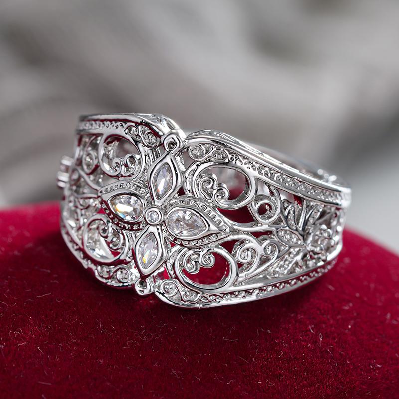 Xiaomi Huitan Flower Design Women Ring Silver Color/Gold Color Inlaid Shiny CZ Noble Accessories Elegant Party Wedding Stylish Jewelry