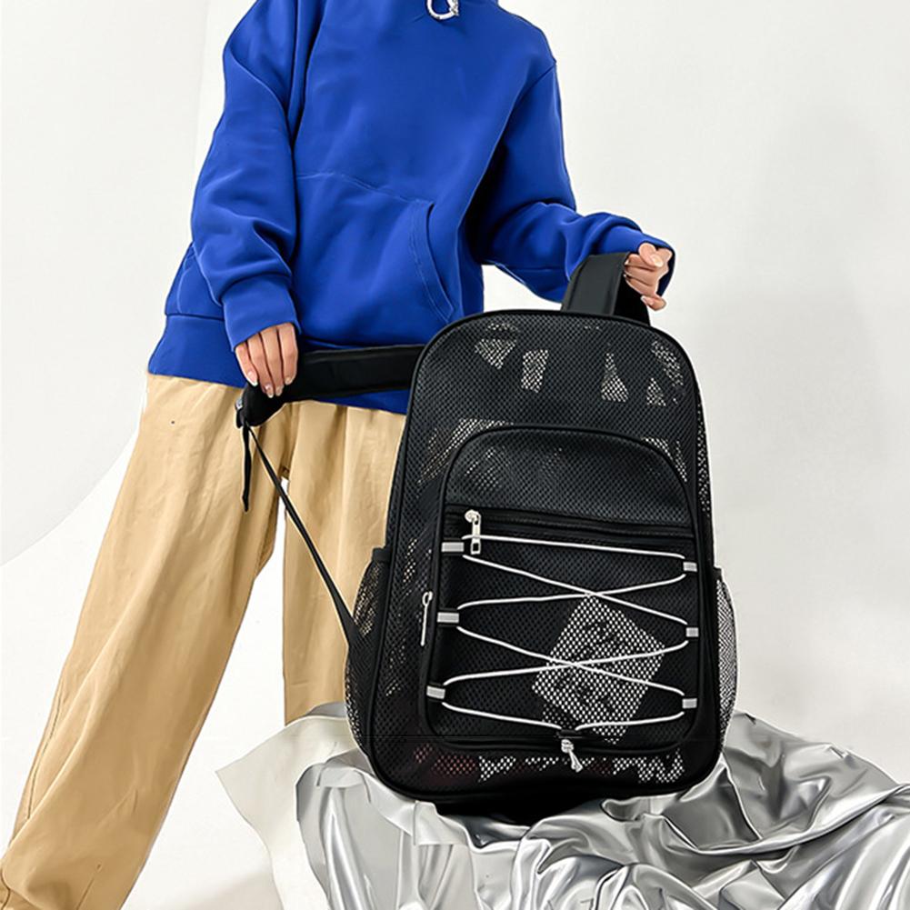Mesh Backpack Purse Comfortable Shoulder Strap Portable Gym Bags High-Capacity Breathable Wear-resistant for Commuting Swimming