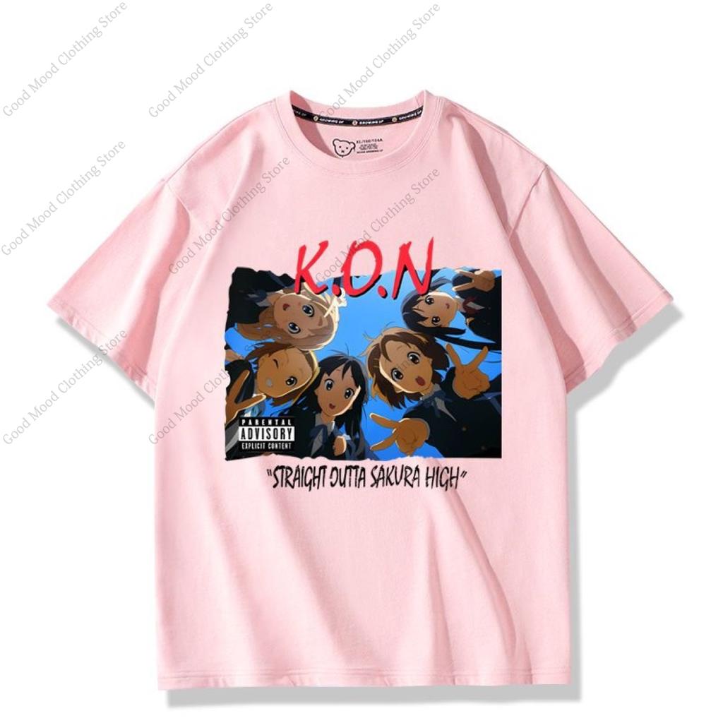 Anime KON T Shirt K ON Hirasawa Yui Akiyama Mio Cartoon Print Tshirt Unisex Women High Quality Cotton Short Sleeve Tee Tops