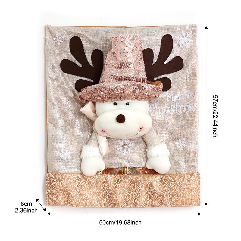 Christmas Chair Cover Home Xmas New Year Decoration Supplies Chair Seat Cover 3D Santa Claus Snowman Elk Chair Back Cover