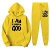 Womens Streetwear Hoodie Jogger Set With Letter Print Soft Fleece-Lined Casual Tracksuit Daily Wear