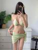 Tube top neck three-piece bikini European and American ins Internet celebrity swimsuit three-piece swimsuit gauze skirt vacation bikini