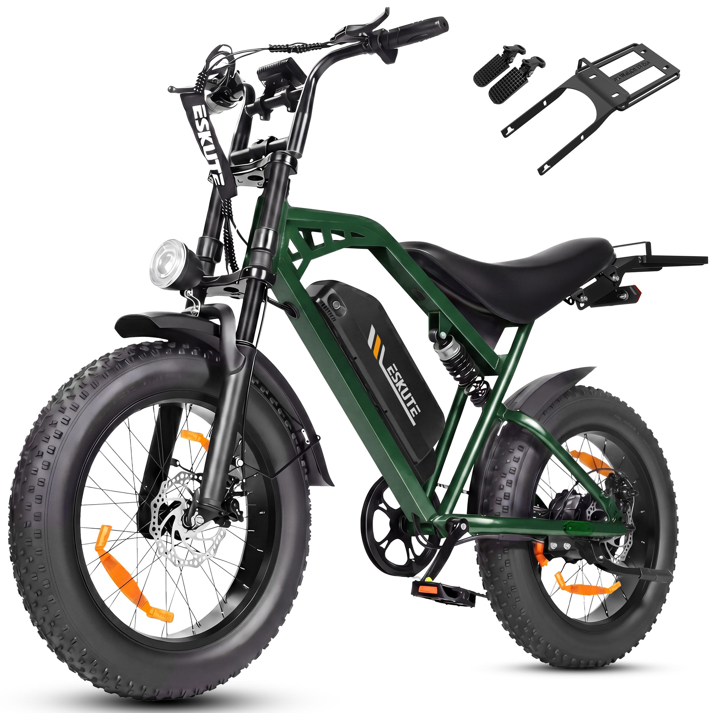 ESKUTE V202 Offroad Elektrofahrrad, 48V 20,8Ah Langstrecken-Akku, Doppelfederung grün