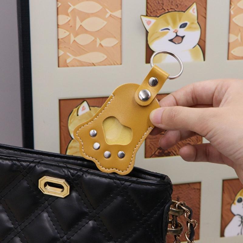 Fashionable Pet Hair Memorial Keychain PU Leather Souvenir Pouch For Cats Dogs Furs Storage Animal Accessories Keyring