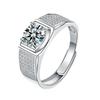 S925 sterling silver moissanite ring men's classic domineering one-carat mozzarella diamond full diamond men's ring open jewelry gift