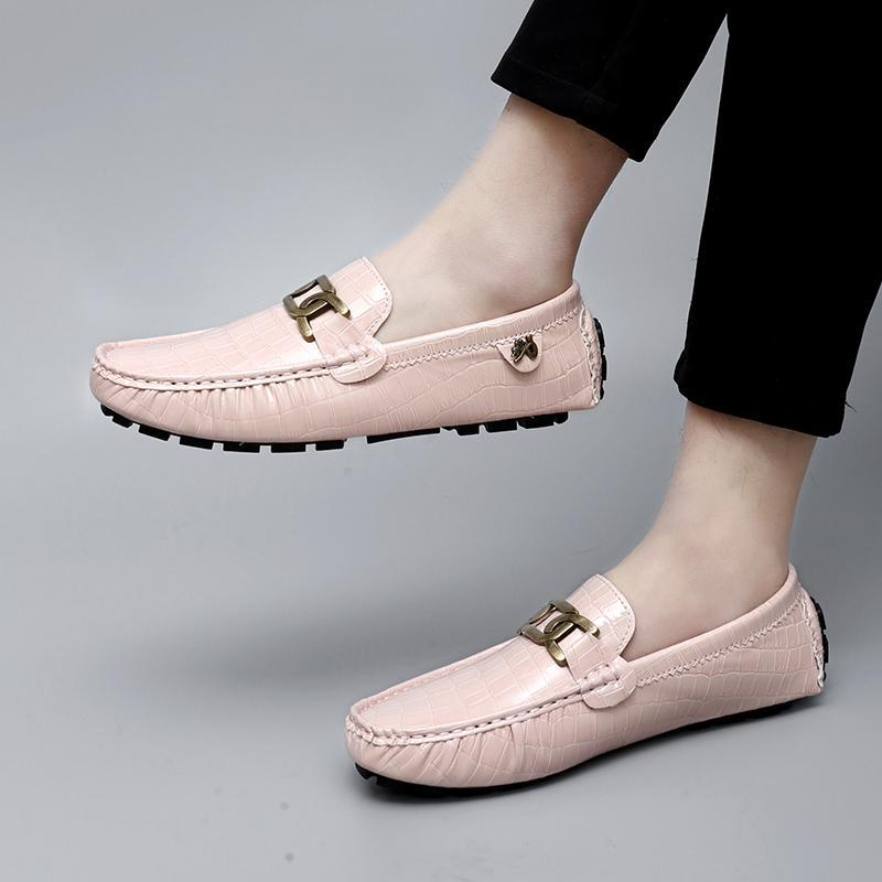 

Doudou shoes men s British overshoes genuine leather lazy shoes casual fashion leather shoes large size business men s shoes couple 48 розовый