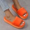 Classic Slippers for Women Casual Flat Low Heels Sweet Basic Shoes for Women Solid Fur Slip on Winter Slides Plus Size