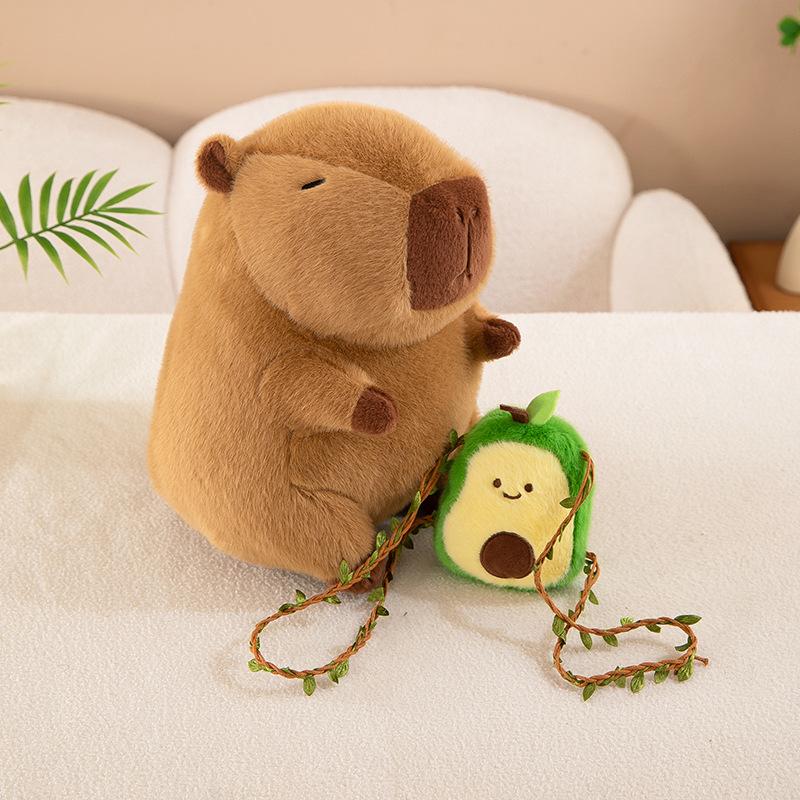 Avocado Backpack Capybara Plush Toy Doll Machine Doll Stall Gift Apple Doll Dragon Fruit Card
