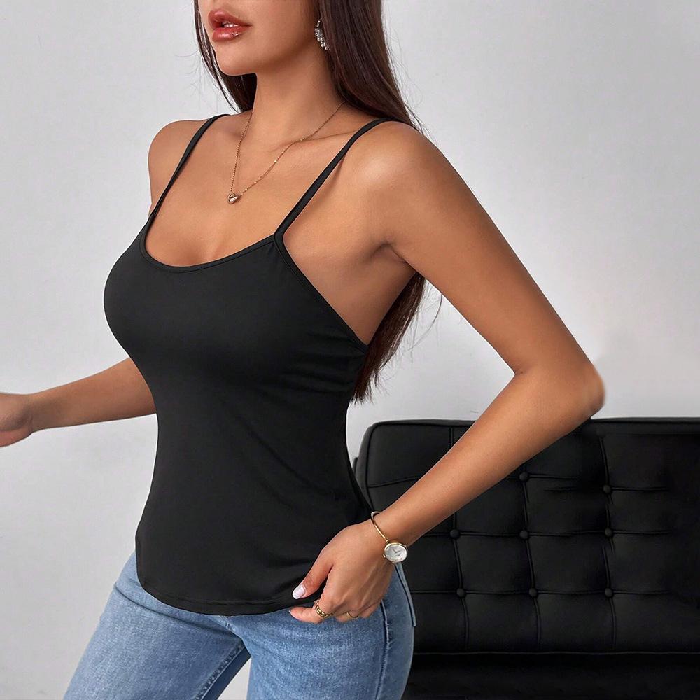 European and American women's clothing sleeveless U-neck fashionable and sexy suspender vest summer new backless slim top