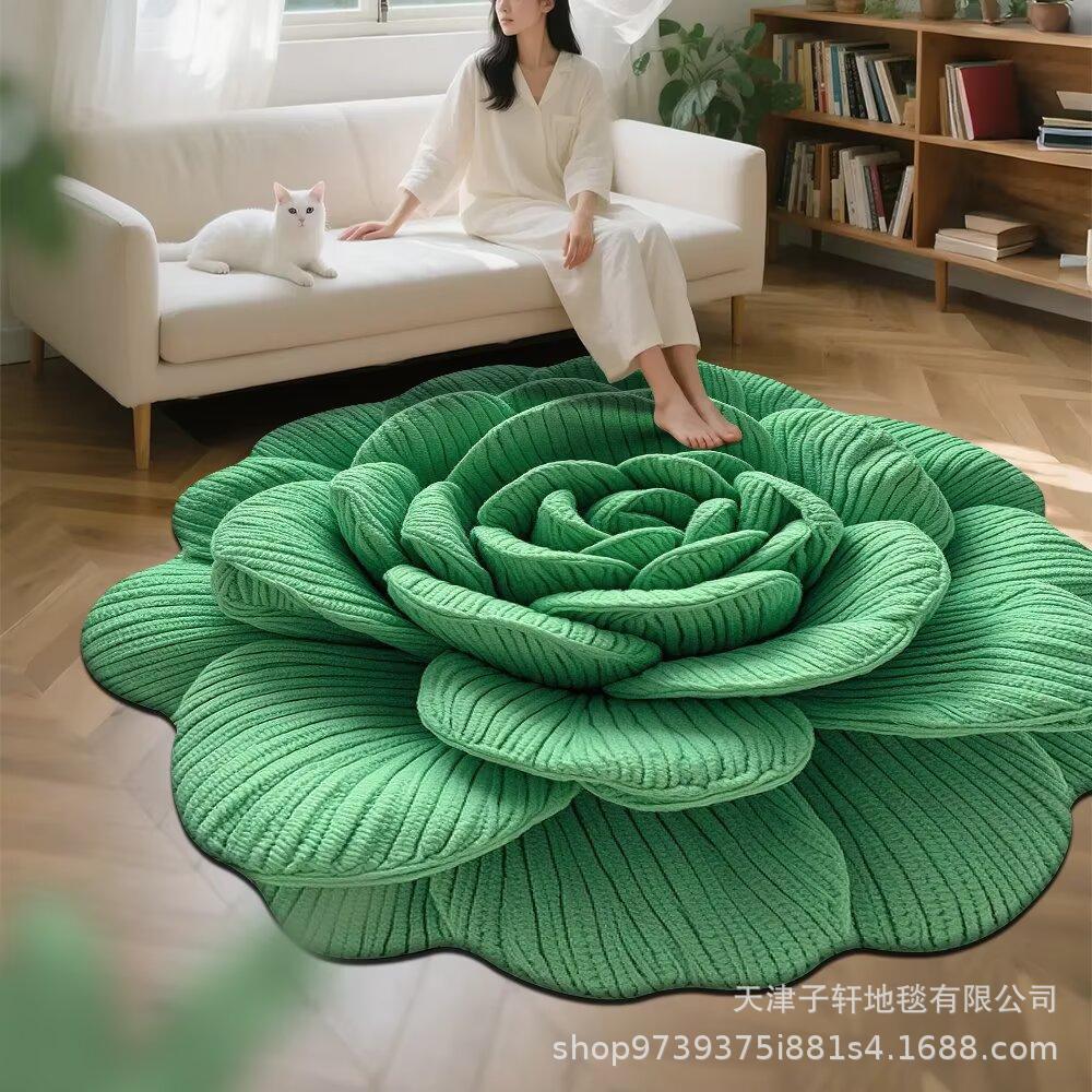 3D Flower Living Room Decoration Carpet Bedroom Bedside Carpet Bathroom Absorbent Mat
