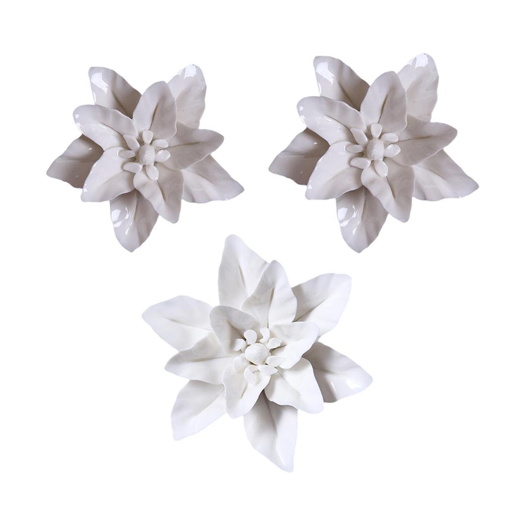 Sculpture Murale Florale en Céramique Unique Ornement Moderne Arts Compacts Cadeau pour Salon Chambre Parents Amis