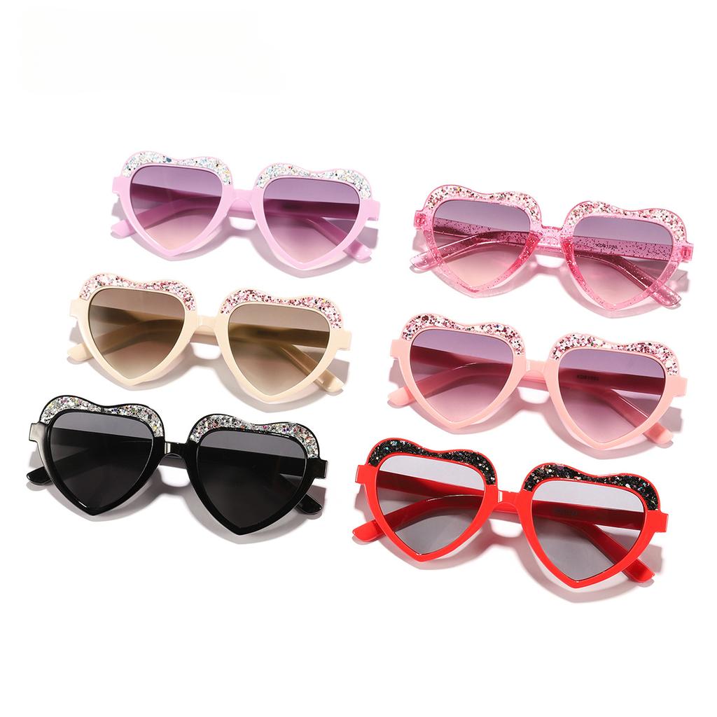 Stylish Kids Glitter Heart-Shaped UV400 Sunglasses for Outdoor, Baby Fashion Photo Cute Toddler Sun Glasses Accessorie