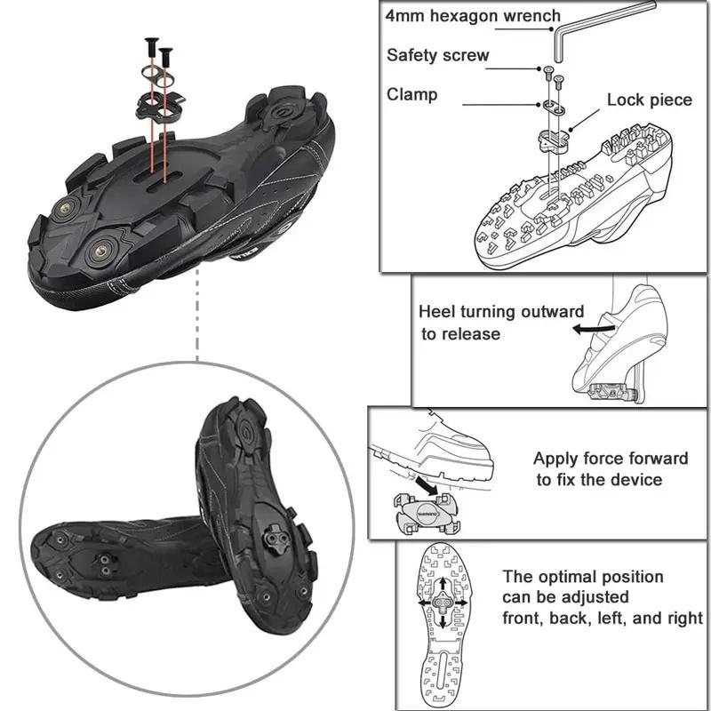 Multi Release Bicycle Shoes Cleats Fit Shimano SH51 SPD MTB Bike Pedal Clips Cycling Shoes Compatible Bike Riding Accessor 6