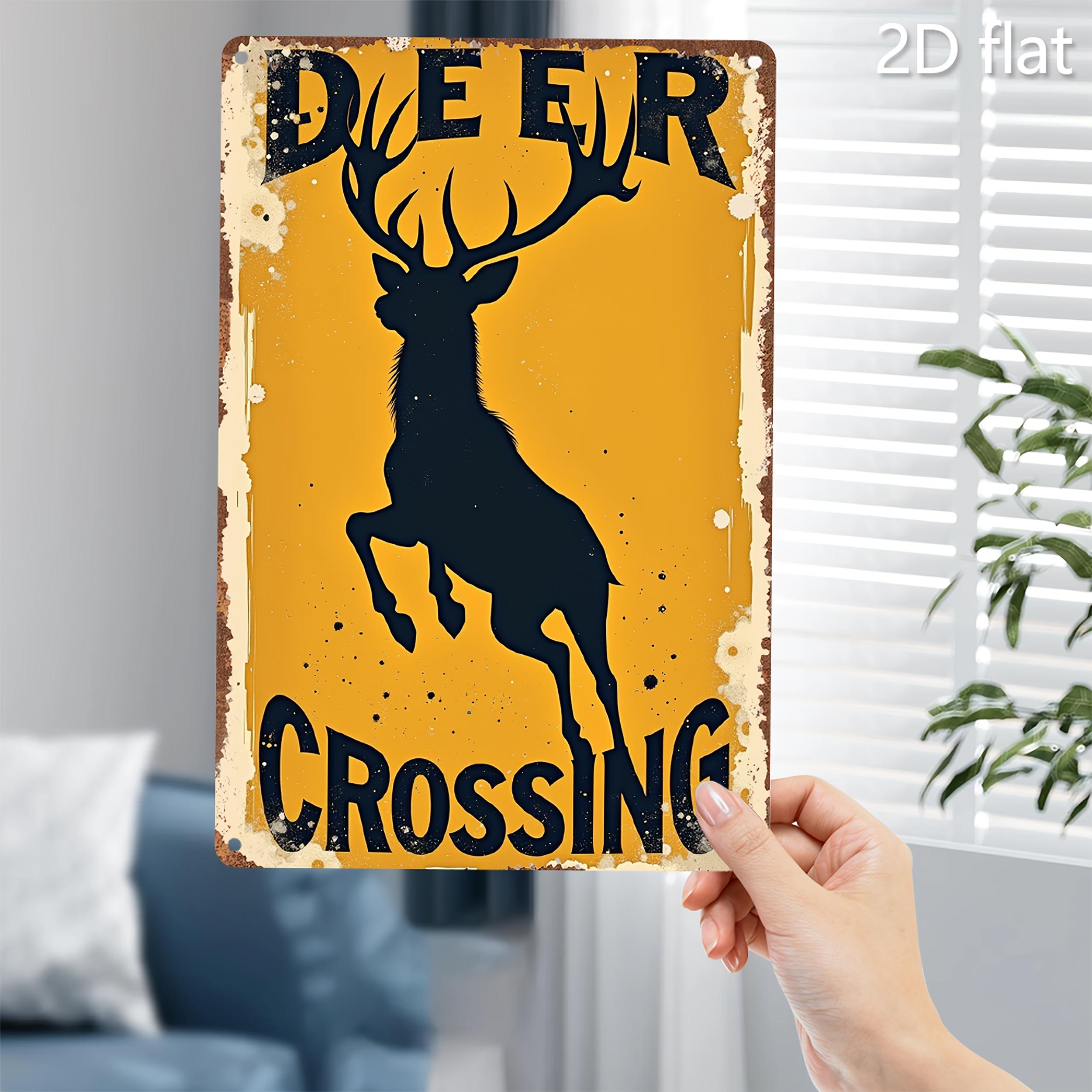 

Vintage Deer Crossing Metal Tin Sign 20x30cm（7.8x11.8inch）