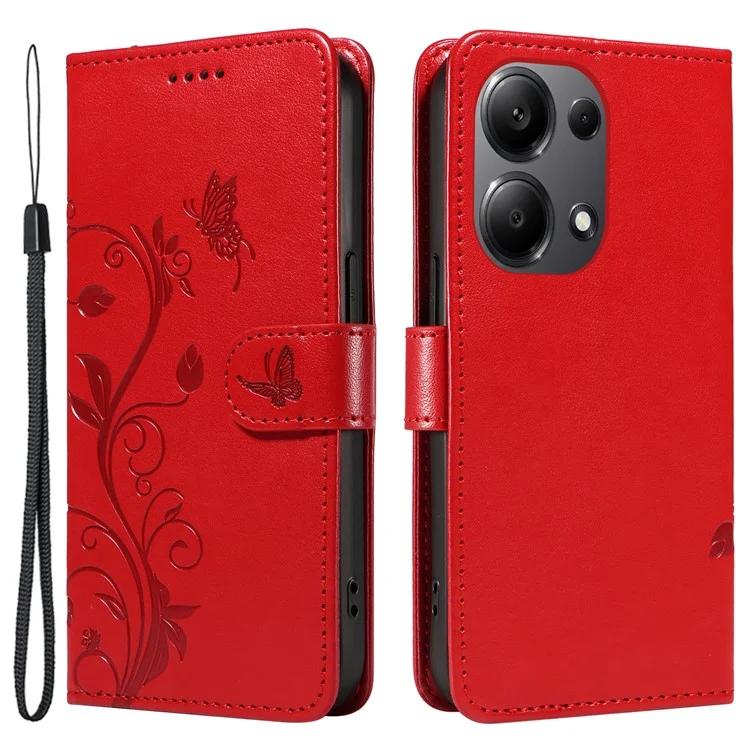 

Для Xiaomi Redmi Note 13 Pro 4G / Poco M6 Pro 4G чехол с узором бабочки и цветка в стиле кошелька чехол для телефона