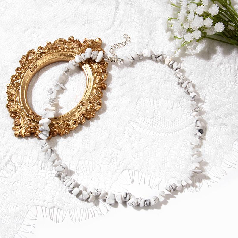 Bohemian Natural Stone Bead Choker Necklace Handmade Irregular Ladies Gemstones Beaded Jewelry Collar Party Friend Gift Femme