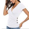 Fashion Women's Summer  Short Sleeve V-Neck Slim T-Shirt Casual Tee Tops