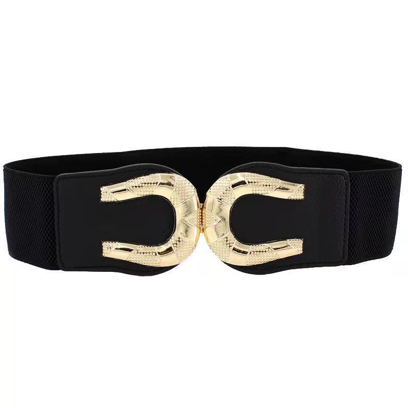 Unique Black Wide Waist Cincher For Women With Trendy Styles And Elegant Rhinestone Embellishments