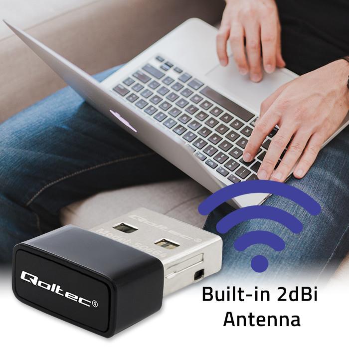 Qoltec Wi-Fi USB Adapter Ultra-fast, Wireless Mini | AC Standard | 650Mbps
