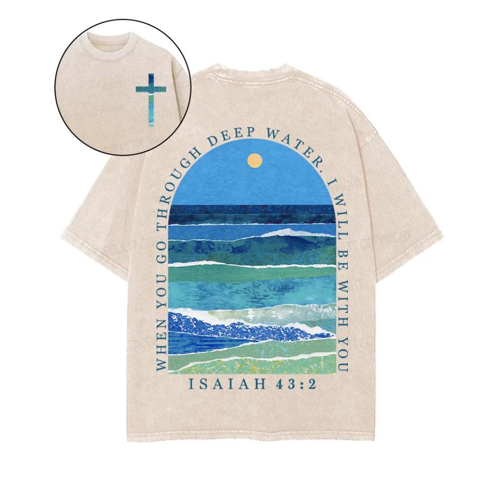 Waves Art Printed T-shirt Men Women Clothing Summer Short Sleeve Cotton Tshirt Washed Oversized Tops