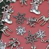 (50 Pcs/pack) Mixed Silver Alloy Pendant Christmas Snowflake Elk Decoration Handmade Gift Label Pendant Jewelry Making DIY