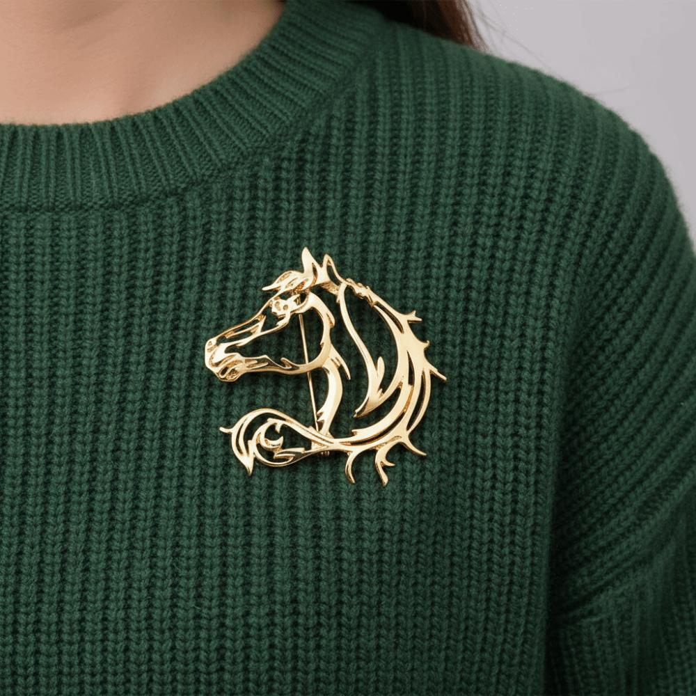 Simple Hollow Horse Brooch Zinc Zinc Alloy New Year Chest Flower Zodiac Horse Pin  Gift