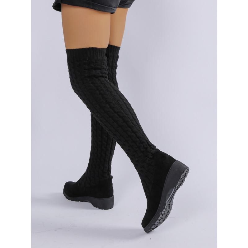 Women S Thick Platform Wedge Heel Over The Knee Boots Large Size Winter
