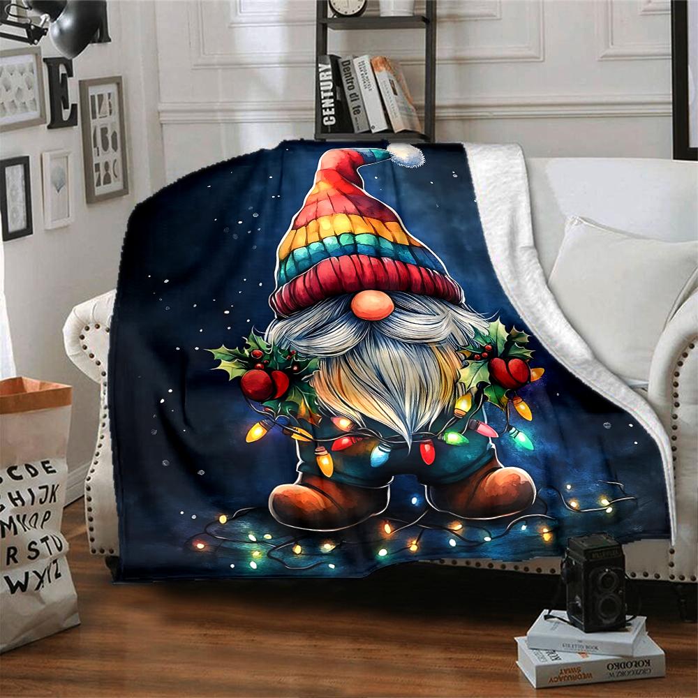 1Pc Christmas Gnome Trio Blanket Soft Throw Blanket For Home Bedroom Bed Sofa Travel Office Solid Christmas Blanket