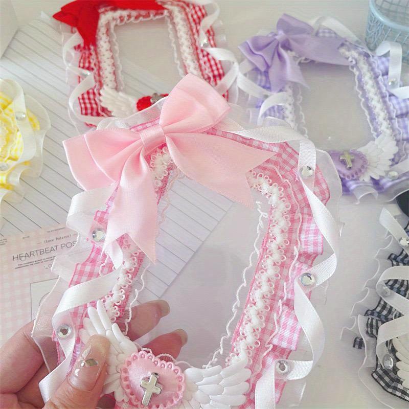 Lace Sleeve Bow 3-inch Photo Holder DIY Fabric Photo Holder Bag for School