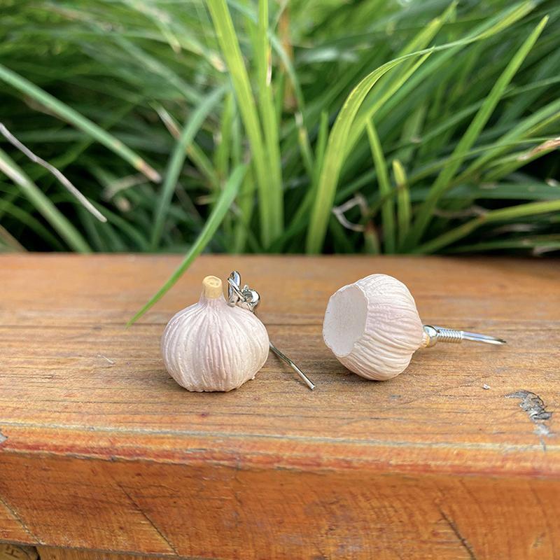 1Pair Funny Novelty Garlic Earrings Cute Personality Dangle Earrings For Women Girls Simulated Garlic Earrings Accessories Gifts