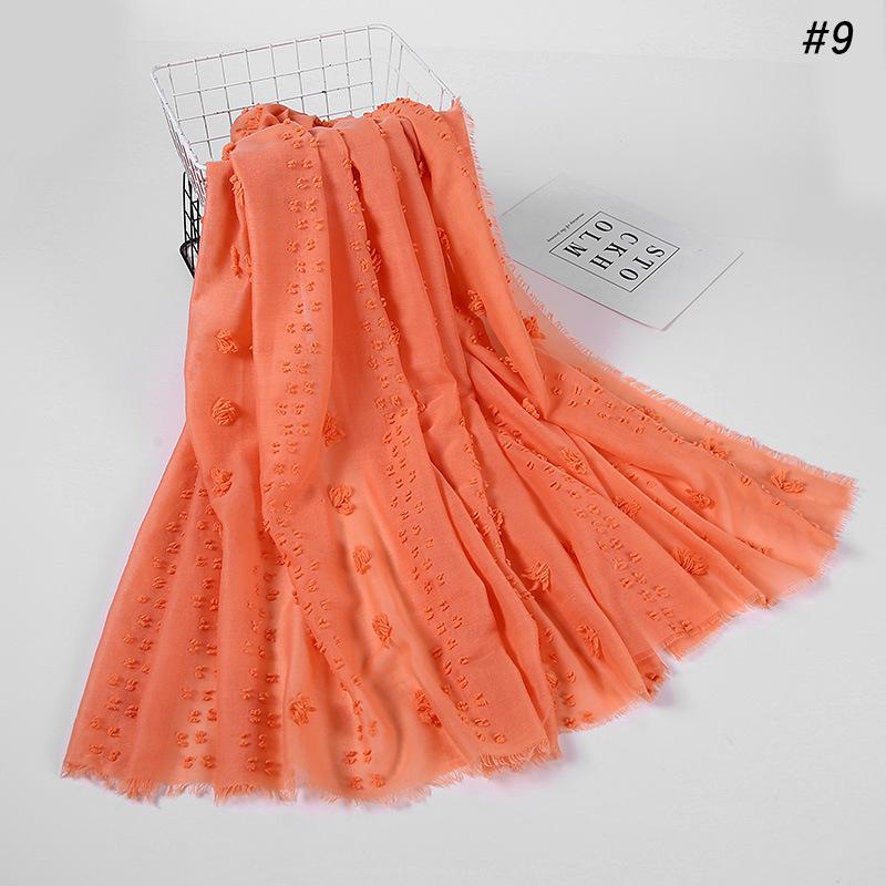 Flocked Bubble Chiffon Scarf Hijabs For Muslim Women Soild Color Breathable Islamic Headscarf Arab Head Scarves