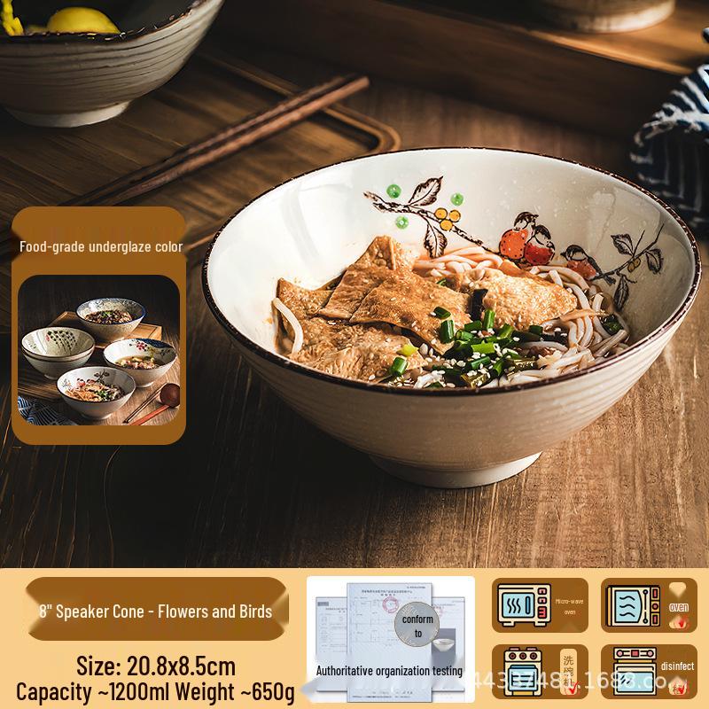Japanese Ceramic Noodle Bowl - Large Conical Hat Design for Ramen and Soup (2025)