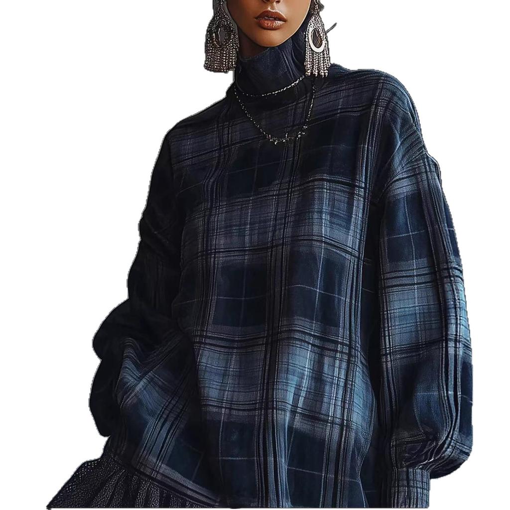 2026 European and American Temperament Suit Women's Spring Plaid Design Lotus Leaf Edge Short Skirt Dress