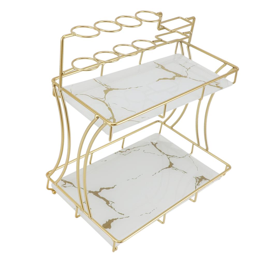 Countertop Storage Rack Double Layer Waterproof Counter   Shelf with Electric Toothbrush Holder for Bathroom