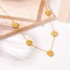 Gold Plated Flower Station Chain NecklaceNecklace, Stainless Steel Dainty Clover Pendant Choker, Waterproof Minimalist Jewelry for Women Gift