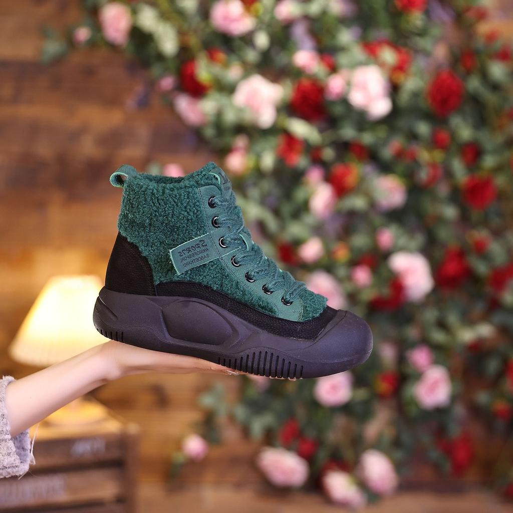 2025 Autumn/Winter New High Lift Cotton Boots with Velvet Warmth Thick Bottom Snow Boots Outdoor Casual Non Slip Cotton Shoes